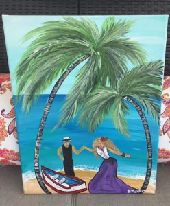 Princess Palm Tree Boat Ride Key West Artist Jennifer Montgomery Paint Party Sip n Paint