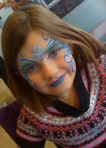 Blue Snowflake Face Painting Design by Jennifer Montgomery Philadelphia PA